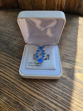Saje Sterling Silver Multi-Teardrop Blue Gemstone Ring